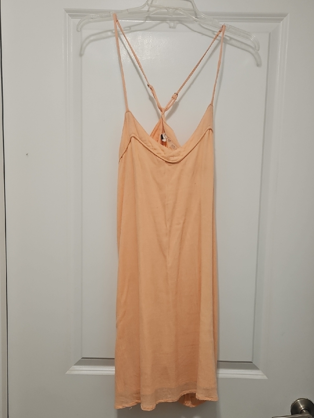 Roxy XS Peach Slip Mini Dress with Adjustable Crisscross Straps